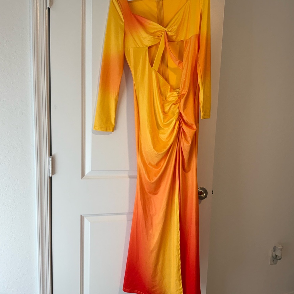 Vibrant Ombre Long Sleeve Dress